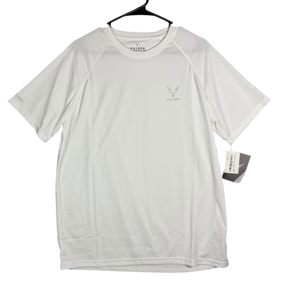 VAIDEN Men's Medium White Bolt Edition Athletic T-Shirt Performance Breathable‎